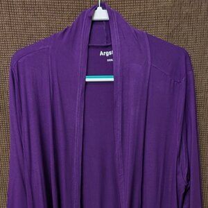 Argstar Womens Plus Size 3XL Dark Purple Short Sleeve Ruffled Shrug